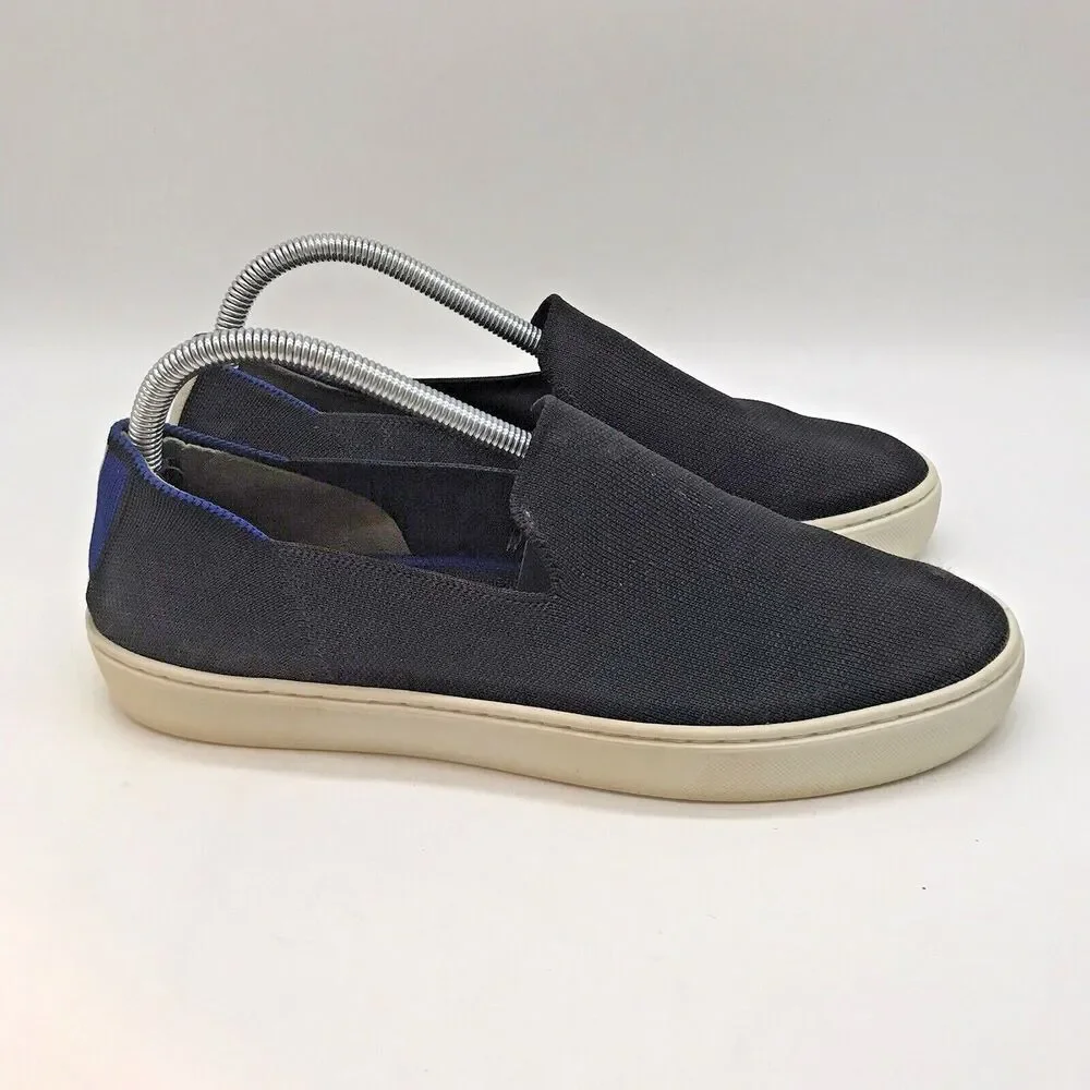 Rothy’s The Original Slip On Sneaker Womens 9.5 Black Blue Halo Removable Insole